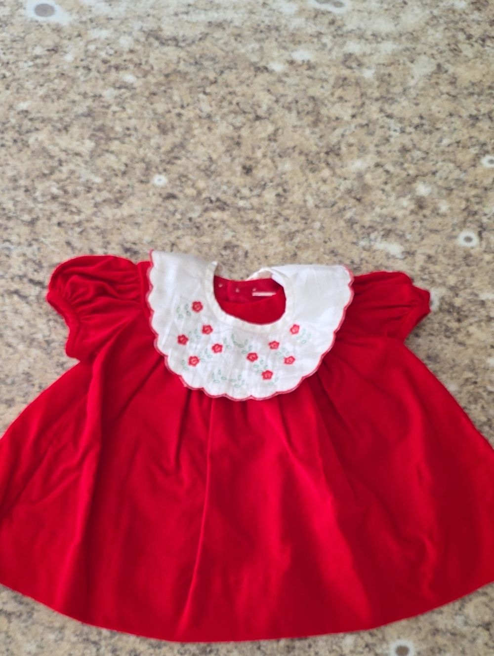 Vintage Cradle Togs Red Velvet Christmas Dress 12 Months Embroidered Collar